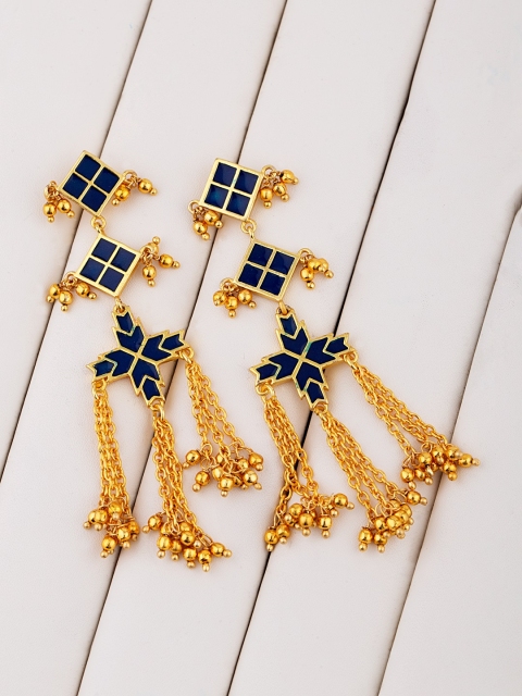

Studio Voylla Gold-Toned & Blue Classic Drop Earrings
