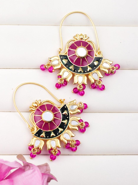 

Studio Voylla Gold-Toned & Pink Classic Drop Earrings