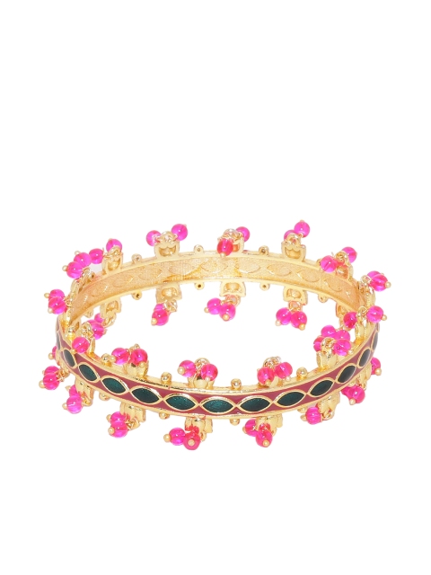 

Studio Voylla Gold-Toned & Pink Brass Gold-Plated Handcrafted Kada Bracelet