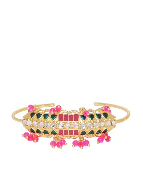 

Studio Voylla Gold-Toned & Pink Brass Gold-Plated Handcrafted Cuff Bracelet