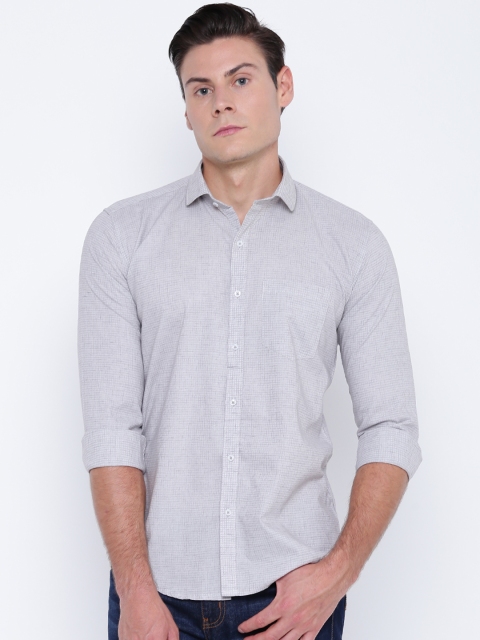 

DENNISON Men Grey Slim Fit Checked Casual Shirt