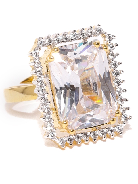 

Amavi Gold-Plated Classic Cushion Cut Diamond Statement Ring