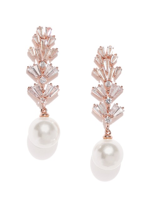 

Amavi Rose Gold-Toned Floral Drop Earrings