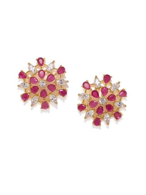 

Amavi Gold-Toned & Maroon Floral Studs