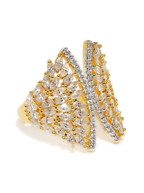 

Amavi Gold Plated Pave Clasp Stone Studded Open Ring