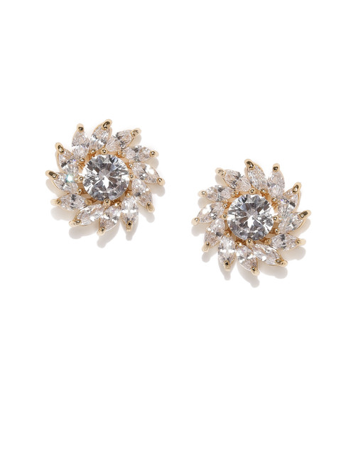 

Amavi Gold-Plated Floral Cyrena CZ Studs