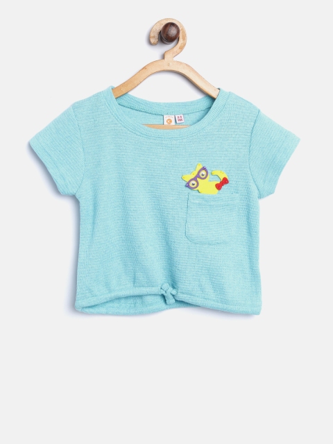 

Kids On Board Girls Blue Self Design Top