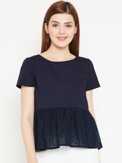 

OVS Women Navy Blue Solid Top