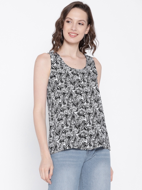 

OVS Women Black Printed Styled Back Top