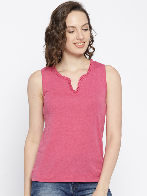 

OVS Women Pink Solid Top