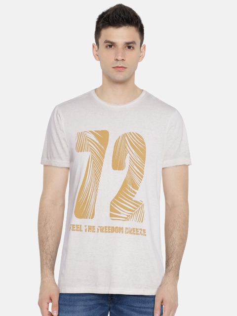 

OVS Men Beige Printed Round Neck T-shirt