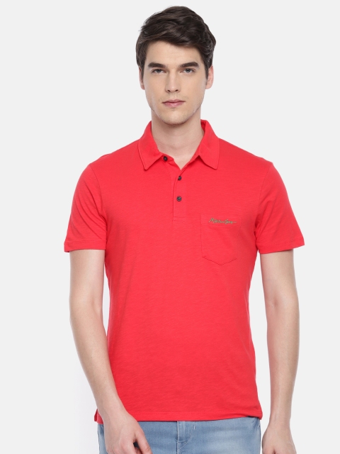 

OVS Men Red Solid Polo Collar T-shirt