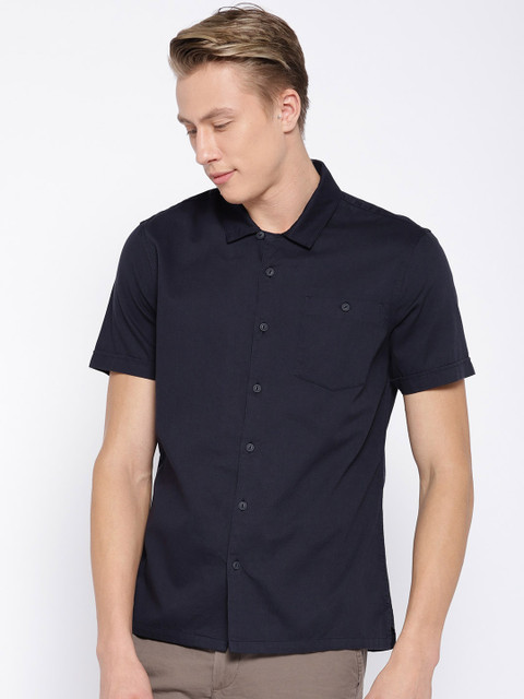 

OVS Men Navy Blue Slim Fit Solid Casual Shirt