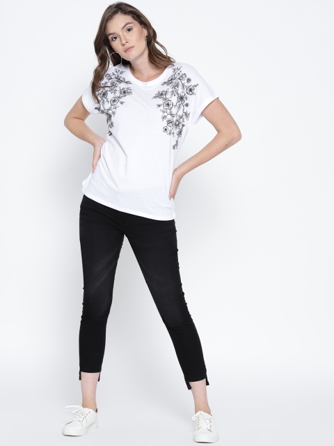 

OVS Women White Printed Round Neck T-shirt