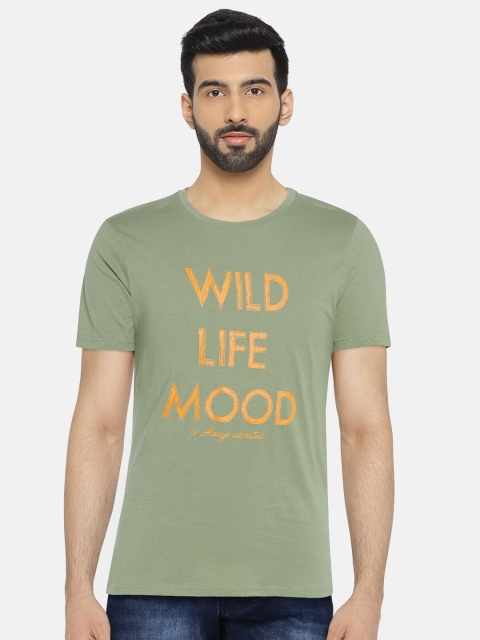 

OVS Men Olive Green Printed Round Neck T-shirt