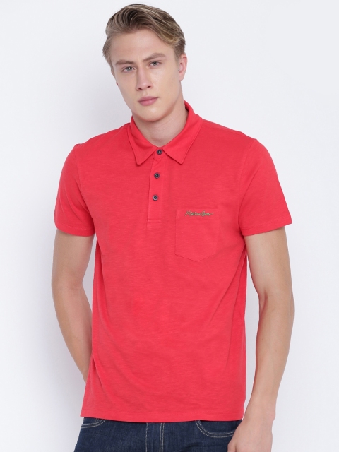 

OVS Men Red Solid Polo Collar T-shirt