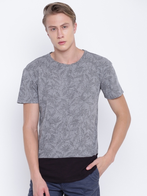 

OVS Men Grey Melange Printed Round Neck T-shirt