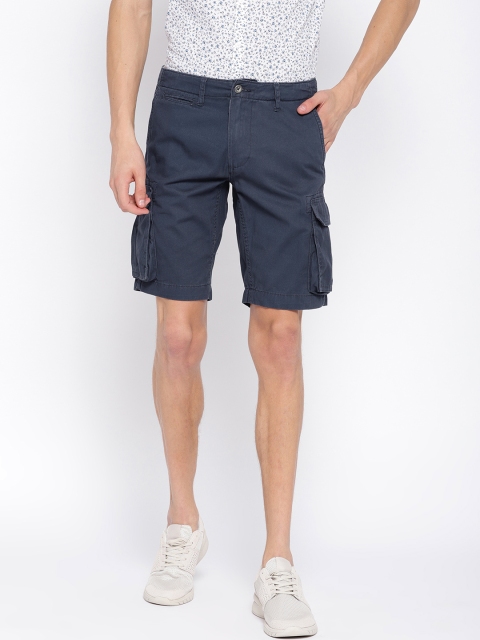 

OVS Men Navy Blue Solid Regular Fit Cargo Shorts