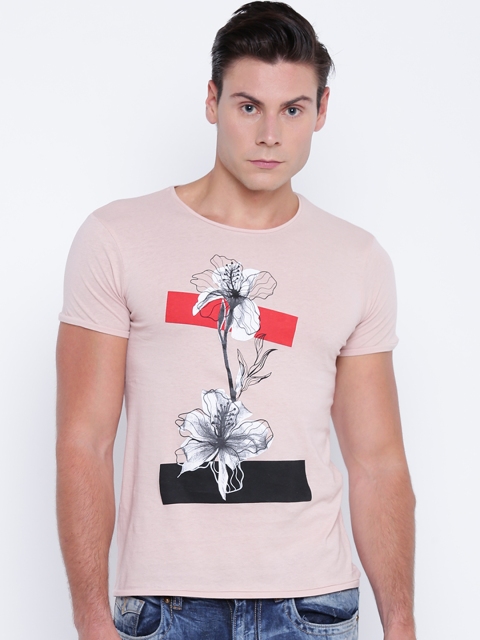 

OVS Men Pink Printed Round Neck T-shirt