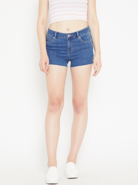 

OVS Women Blue Solid Slim Fit Denim Shorts