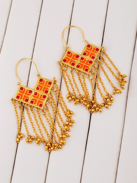 

Studio Voylla Gold-Plated & Orange Classic Drop Earrings