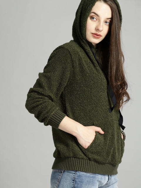 

Roadster Women Olive Green Solid Front-Open
