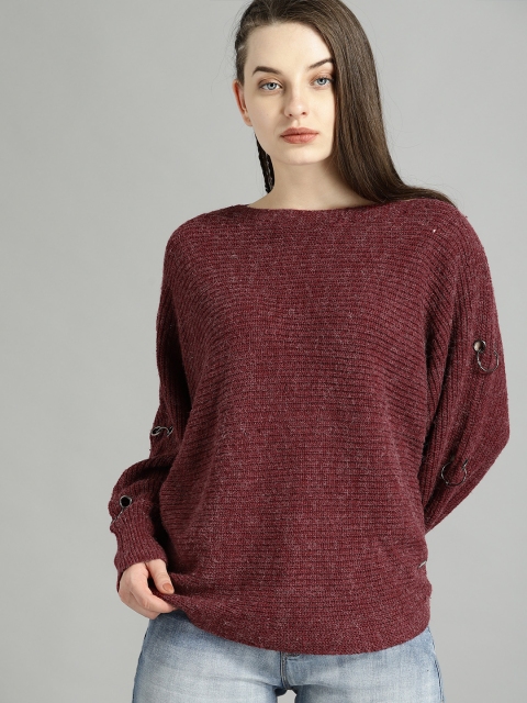 

Roadster Women Maroon Solid Pullover