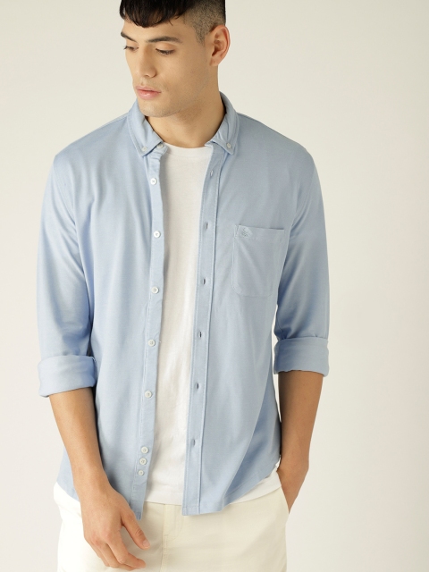 

United Colors of Benetton Men Blue Slim Fit Solid Casual Shirt