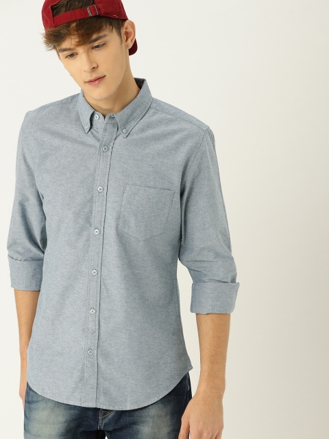 

United Colors of Benetton Men Blue Slim Fit Solid Casual Shirt