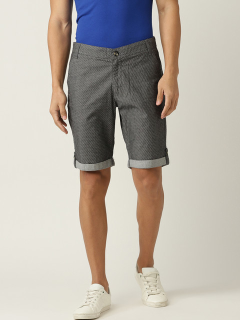 

United Colors of Benetton Charcoal Grey Self Design Slim Fit Regular Shorts