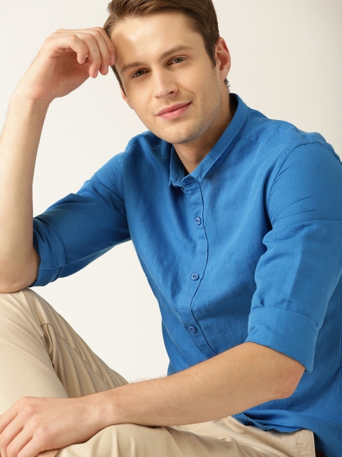 

United Colors of Benetton Men Blue Slim Fit Solid Casual Shirt