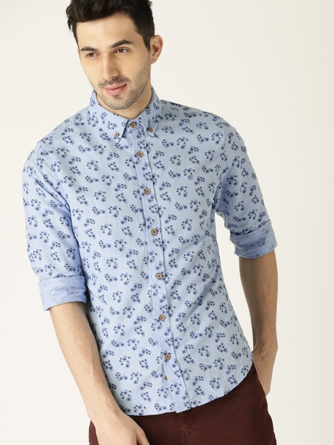 

United Colors of Benetton Men Blue Slim Fit Printed Casual Shirt