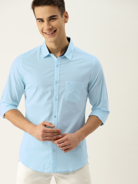 

United Colors of Benetton Men Blue Slim Fit Solid Casual Shirt