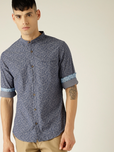 

United Colors of Benetton Men Navy Blue Slim Fit Printed Casual Shirt