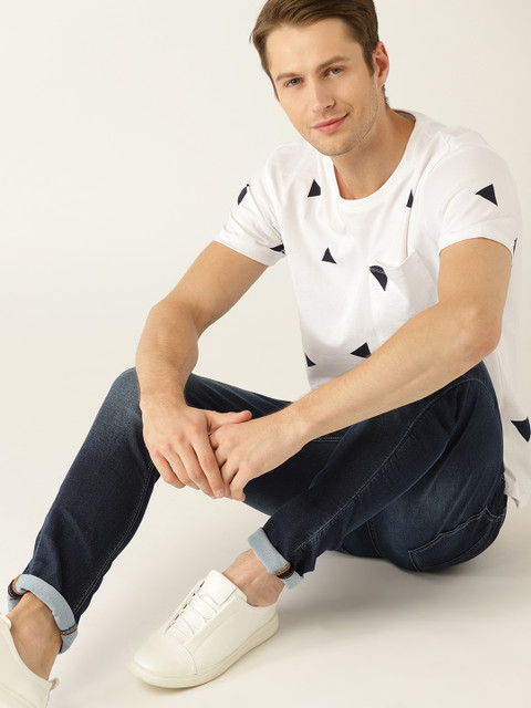 

United Colors of Benetton Men Navy Blue Skinny Fit Mid-Rise Clean Look Stretchable Jeans