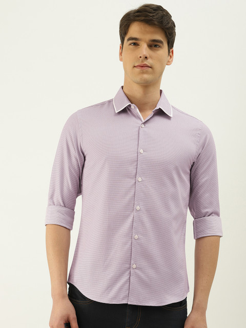 

United Colors of Benetton Men Lavender Slim Fit Self Design Casual Shirt