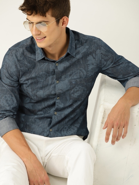 

United Colors of Benetton Men Navy Blue Slim Fit Printed Casual Shirt