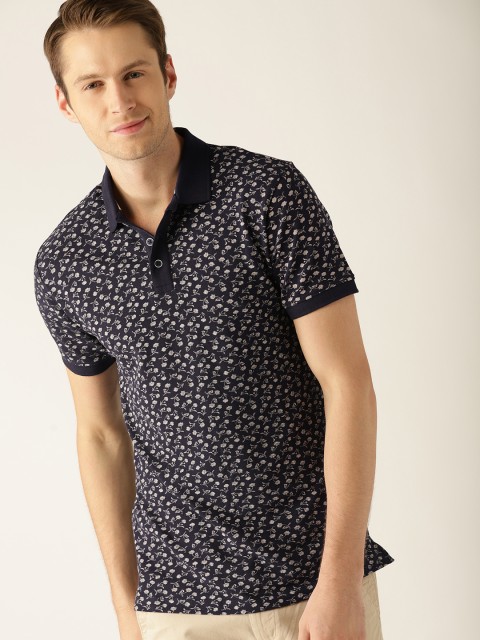 

United Colors of Benetton Men Navy Blue Printed Polo Collar T-shirt