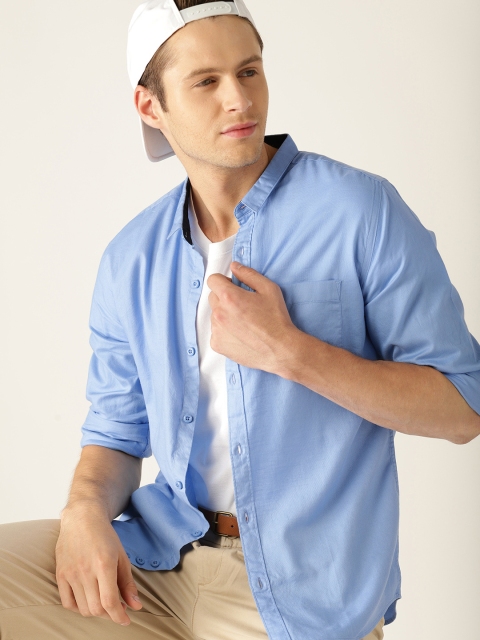 

United Colors of Benetton Men Blue Slim Fit Solid Casual Shirt