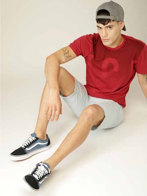 United Colors of Benetton Men Red Printed Round Neck T-shirt
