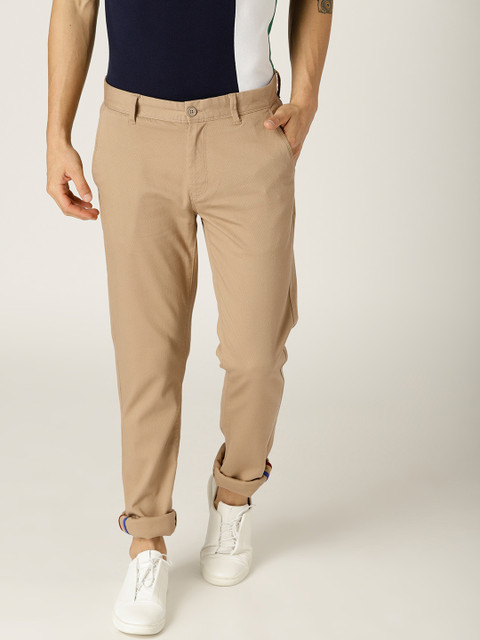 

United Colors of Benetton Men Beige Slim Fit Self Design Trousers