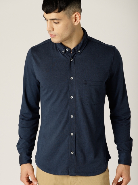 

United Colors of Benetton Men Navy Blue Slim Fit Solid Casual Shirt