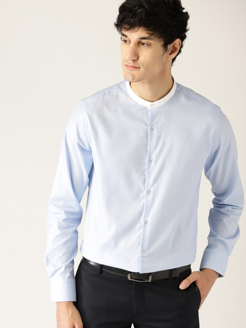 

United Colors of Benetton Men Blue & White Slim Fit Self Design Formal Shirt