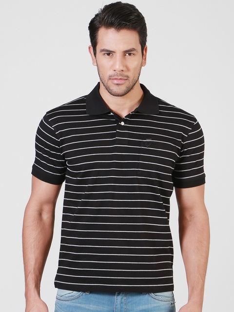 

Allen Solly Men Black Striped Polo Collar T-shirt