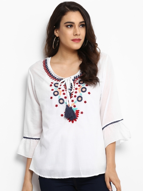 

Bhama Couture Women Off-White Top with Embroidery