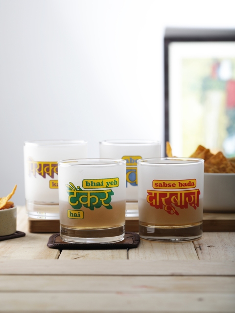 

EK DO DHAI Set of 4 DAARU PARTY Whiskey Glass 290 ml, Multi