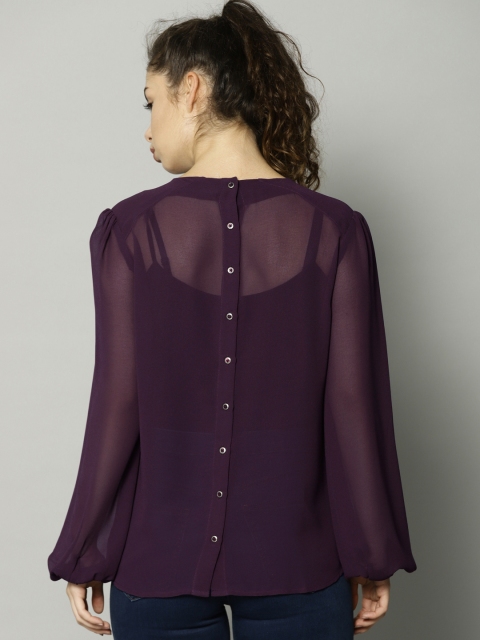 

Marks & Spencer Women Purple Solid Shirt Style Top