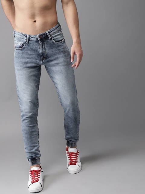 

HERE&NOW Men Blue Mid-Rise Clean Look Stretchable Jogger Jeans