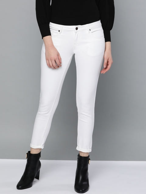 

HERE&NOW Women White Skinny Fit Mid-Rise Clean Look Stretchable Cropped Jeans