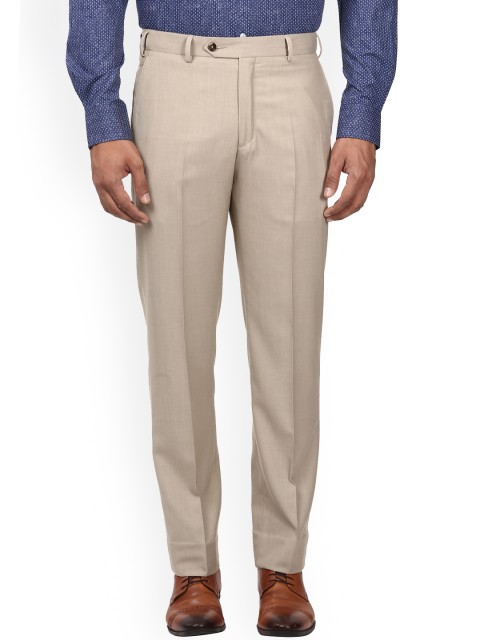 

Park Avenue Men Beige Slim Fit Solid Formal Trousers